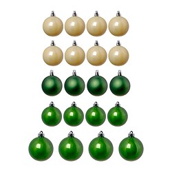 VINTERFINT - Ornamen pohon set isi 20, hijau/putih