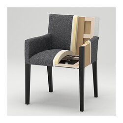 MÅRENÄS - Chair with armrests, black/Gunnared dark grey