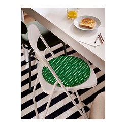 ÄNGSFRÄKEN - Chair pad, green/white, 36 cm