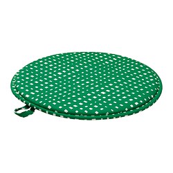 ÄNGSFRÄKEN - Chair pad, green/white, 36 cm