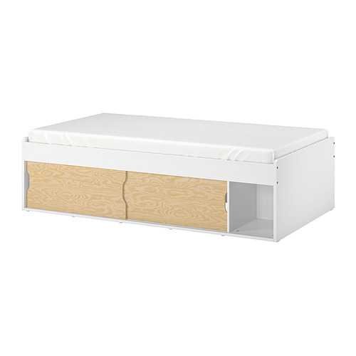 KLIPPUGGLA bed frame with storage