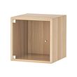 EKET - Kabinet dinding dengan pintu kaca, efek kayu oak diwarnai putih, 35x35x35 cm