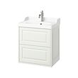 RUTSJÖN/TÄNNFORSEN - Wash-stnd w drawers/wash-basin/tap, white, 62x49x74 cm
