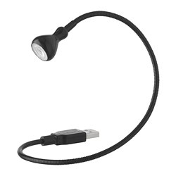 JANSJÖ - Lampu USB LED, hitam, 38 cm