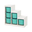 TROFAST - Storage combination, white/turquoise, 99x44x95 cm