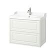 RUTSJÖN/TÄNNFORSEN - Wash-stnd w drawers/wash-basin/tap, white, 82x49x74 cm