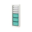 TROFAST - Storage combination with boxes, white/white turquoise, 46x146 cm