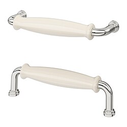 KLINGSTORP - Handle, off-white/chrome-plated, 141 mm
