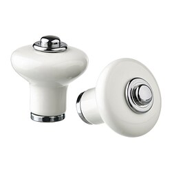KLINGSTORP - Knob, off-white/chrome-plated, 23 mm