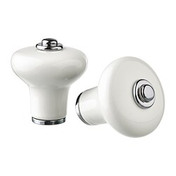 KLINGSTORP - Knob, off-white/chrome-plated, 30 mm