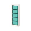 TROFAST - Storage combination with boxes, white/turquoise, 46x30x146 cm