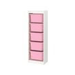 TROFAST - Storage combination with boxes, white/pink, 46x30x146 cm