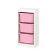 TROFAST - Kombinasi penyimpanan dgn kotak, putih/merah muda, 46x30x95 cm