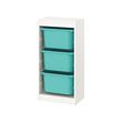 TROFAST - Storage combination with boxes, white/turquoise, 46x30x95 cm