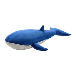 BLÅVINGAD - Soft toy, blue whale, 100 cm