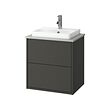 HAVBÄCK/ORRSJÖN - Wash-stnd w drawers/wash-basin/tap, dark grey/grey stone effect, 62x49x71 cm