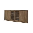 TONSTAD - Kombnsi pnyimpanan dg pintu geser, cokelat veneer kayu oak diwarnai/kaca bening, 284x37x120 cm