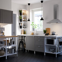 ENHET - Storage combination, white/grey frame, 123x63.5x201.5 cm