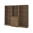 TONSTAD - Storage comb w sliding glass doors, brown stained oak veneer/clear glass, 245x47x201 cm