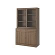 TONSTAD - Komb pnympn dg pintu kaca geser, cokelat veneer kayu oak diwarnai/kaca bening, 121x47x201 cm