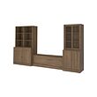 TONSTAD - Kombinasi penyimpanan TV, cokelat veneer kayu oak diwarnai/kaca bening, 381x47x201 cm