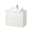 RUTSJÖN/TÄNNFORSEN - Wash-stnd w drawers/wash-basin/tap, white/white marble effect, 82x49x76 cm