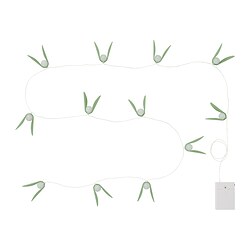 STRÅLA - Rantai pencahayaan LED, Mistletoe dioperasikan dengan baterai/hijau, 2.80 m