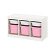 TROFAST - Storage combination with boxes, white white/pink, 99x44x56 cm