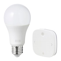 TRÅDFRI - Remote control kit, smart wireless dimmable/white spectrum, E27