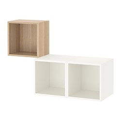 EKET - Kombinasi kabinet dpasang di dnding, efek kayu oak diwarnai putih/putih, 105x35x70 cm