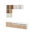 EKET/BESTÅ - Cabinet combination for TV, white/white stained oak effect, 180x42x170 cm