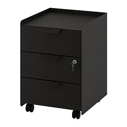 TROTTEN - Drawer unit w 3 drawers on castors, anthracite