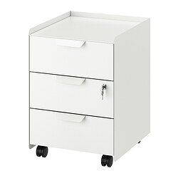 TROTTEN - Drawer unit w 3 drawers on castors, white