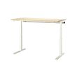 MITTZON - Meja duduk/berdiri, elektrik veneer kayu birch/putih, 160x80 cm