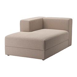 JÄTTEBO - Chaise longue module, left, with armrest/Samsala grey-beige