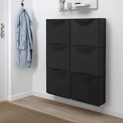 TRONES - Kabinet/tempat sepatu, hitam, 52x18x39 cm