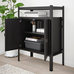 BROR - Unit rak dengan kabinet, hitam, 85x40x110 cm