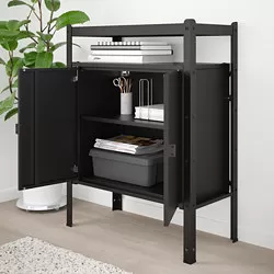 BROR - Unit rak dengan kabinet, hitam, 85x40x110 cm