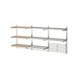 KUNGSFORS - Susp rail/shelf/rail/wall grid, stainless steel/ash veneer
