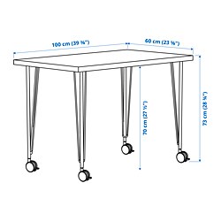 KRILLE/LINNMON - Desk, dark grey/black, 100x60 cm