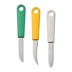 UPPFYLLD - Pisau kupas, set isi 3, warna campuran