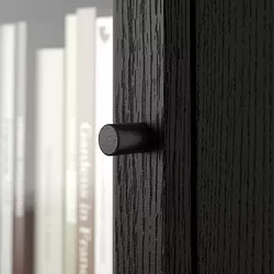 OXBERG - Pintu kaca, hitam efek kayu oak, 40x35 cm