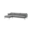 ÄPPLARYD - 4-seat sofa with chaise longue, Lejde grey/black