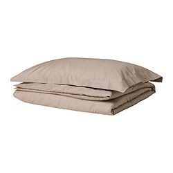 LUKTJASMIN - Sarung duvet dan sarung bantal, abu-abu krem, 150x200/50x80 cm