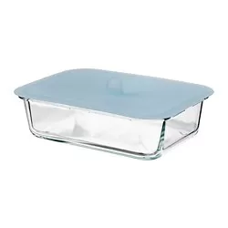 IKEA 365+ - Wadah makanan dengan penutup, persegi panjang kaca/silikon, 1.0 l