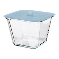 IKEA 365+ - Wadah makanan dengan penutup, segi empat kaca/silikon, 1.2 l