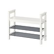 HEMNES - Bangku dengan tempat sepatu, putih, 85x32x65 cm