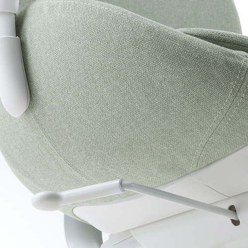 HATTEFJÄLL office chair with armrests, Gunnared light green/white