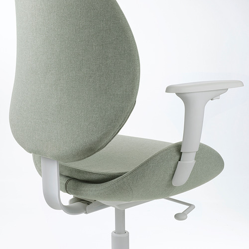 HATTEFJÄLL office chair with armrests, Gunnared light green/white