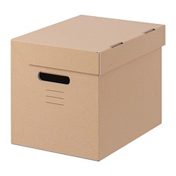 PAPPIS - Box with lid, brown, 25x34x26 cm
